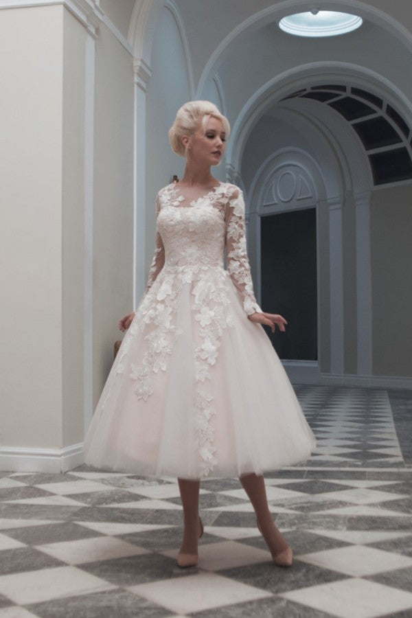 short wedding dress with sleeves